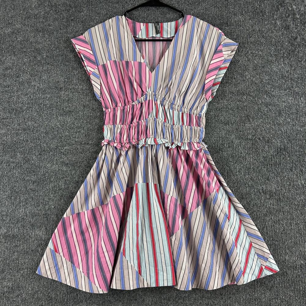 Anthropologie Dress Small V Neck Striped Mini Sundress Summer Vacation Retro Boh - Picture 5 of 13